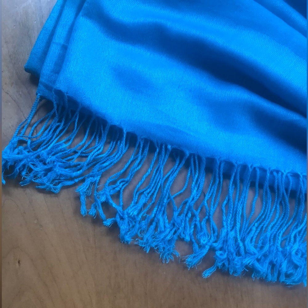 Pashmina Scarf Wrap Shawl - Turquoise Blue - 100% Pashmina- Paisley Pattern - Picture 3 of 8